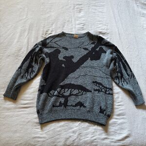 Vintage 90s Made in USA Knit Sweater (Large) – African Wildlife / Cheetah & Acac